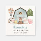 Farm Animals, Cute Animals, Barn, First Birthday スタンダードカクテルナプキン (正面)