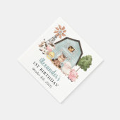 Farm Animals, Cute Animals, Barn, First Birthday スタンダードカクテルナプキン (角)