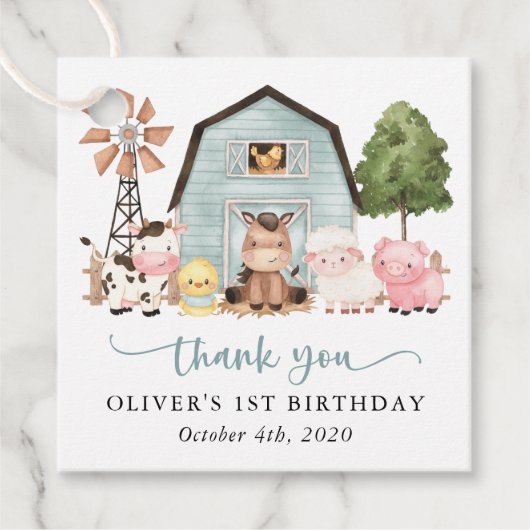 Farm Animals, Cute Animals, Barn, First Birthday フェイバータグ (正面)