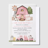Farm Animals, Cute Animals, Barn, First Birthday ベラム紙招待状 (オフセット)