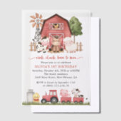Farm Animals, Cute Animals, Barn, First Birthday ベラム紙招待状 (オフセット)