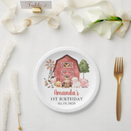 Farm Animals, Cute Animals, Barn, First Birthday ペーパープレート