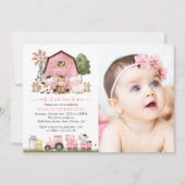 Farm Animals, Cute Animals, Barn, First Birthday 招待状 (正面)