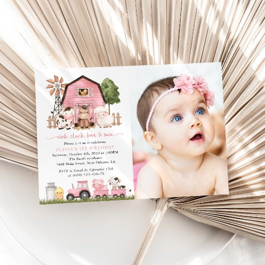 Farm Animals, Cute Animals, Barn, First Birthday 招待状