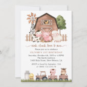 Farm Animals, Cute Animals, Barn, First Birthday 招待状 (正面)