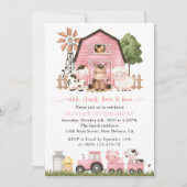 Farm Animals, Cute Animals, Barn, First Birthday 招待状 (正面)