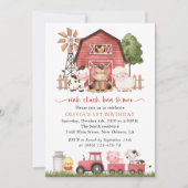 Farm Animals, Cute Animals, Barn, First Birthday 招待状 (正面)