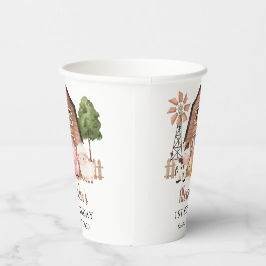 Farm Animals, Cute Animals, Barn, First Birthday 紙コップ (右)