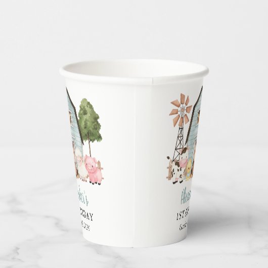 Farm Animals, Cute Animals, Barn, First Birthday 紙コップ (右)