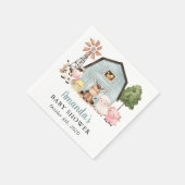 Farm Animals, Cute Animals, Blue Barn, Baby Shower スタンダードカクテルナプキン (角)