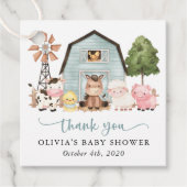 Farm Animals, Cute Animals, Blue Barn, Baby Shower フェイバータグ (正面)
