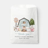 Farm Animals, Cute Animals, Blue Barn, Baby Shower フェイバーバッグ (正面)