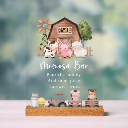 Farm Animals, Cute Animals, Brown Barn, Momosa Bar アクリルサイン (ニュートラル)