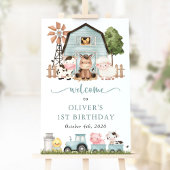 Farm Animals, Cute Animals, First Birthday Welcome ポスター