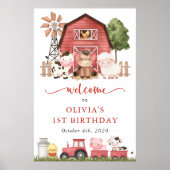 Farm Animals, Cute Animals, First Birthday Welcome ポスター (正面)