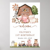 Farm Animals, Cute Animals, First Birthday Welcome ポスター (正面)
