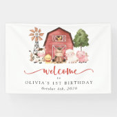 Farm Animals, Cute Animals, First Birthday Welcome 横断幕 (横)