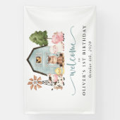 Farm Animals, Cute Animals, First Birthday Welcome 横断幕 (縦)