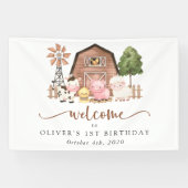 Farm Animals, Cute Animals, First Birthday Welcome 横断幕 (横)