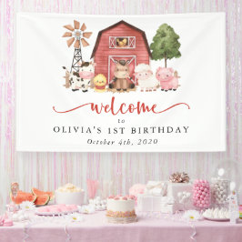 Farm Animals, Cute Animals, First Birthday Welcome 横断幕