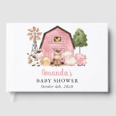 Farm Animals, Cute Animals, Pink Barn, Baby Shower ゲストブック (正面)