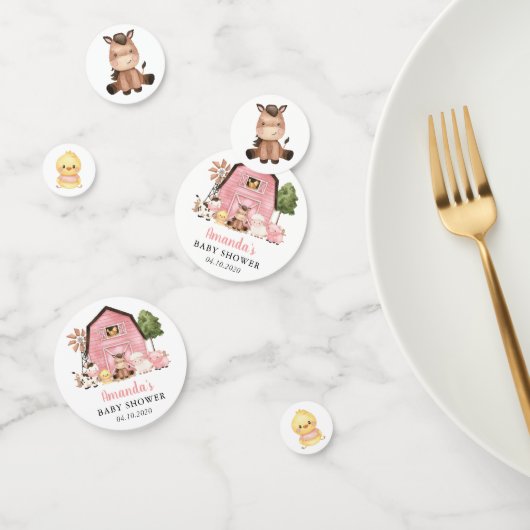 Farm Animals, Cute Animals, Pink Barn, Baby Shower コンフェッティ (グループ)