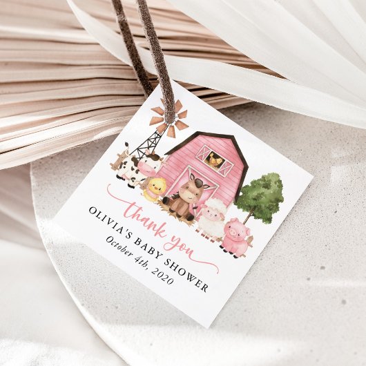 Farm Animals, Cute Animals, Pink Barn, Baby Shower フェイバータグ