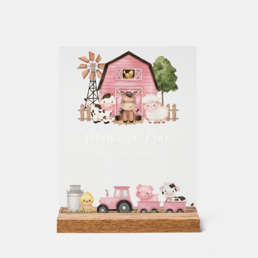 Farm Animals, Cute Animals, Pink Barn, Momosa Bar アクリルサイン (正面)