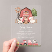 Farm Animals, Cute Animals, Red Barn, Baby Shower アクリル招待状 (インサイチュ (ポータブル))