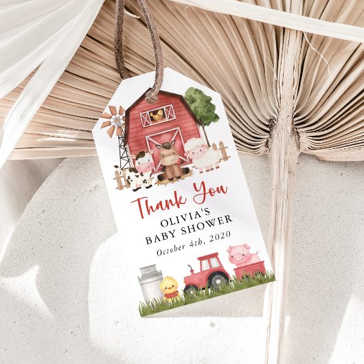 Farm Animals, Cute Animals, Red Barn, Baby Shower ギフトタグ