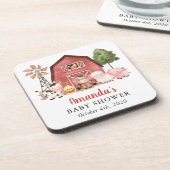 Farm Animals, Cute Animals, Red Barn, Baby Shower コースター (左側)