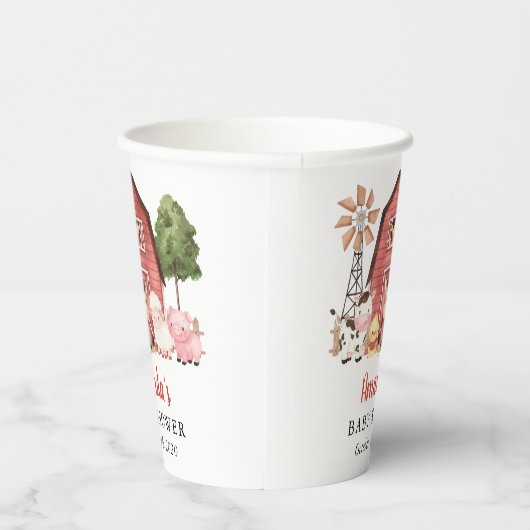 Farm Animals, Cute Animals, Red Barn, Baby Shower 紙コップ (右)