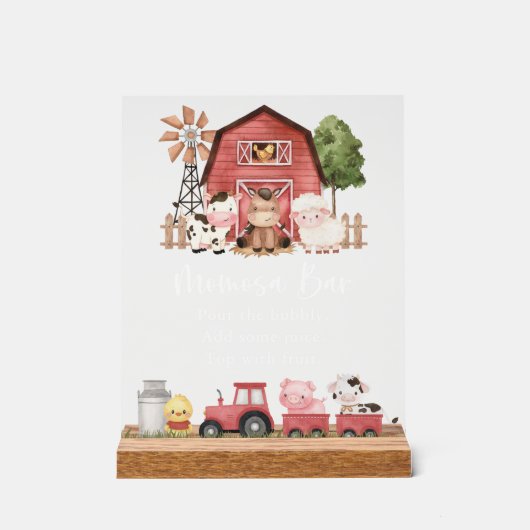 Farm Animals, Cute Animals, Red Barn, Momosa Bar アクリルサイン (正面)