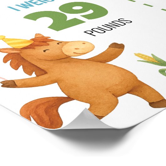 Farm Animals First Year Milestone Sign ポスター (角)