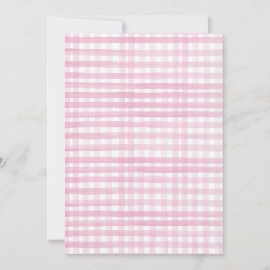 Farm Animals Girl Pink Gingham Barnyard Birthday 招待状 (裏面)