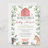 Farm Animals Greenery Baby Shower Invitation 招待状 (正面)