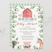 Farm Animals Greenery Baby Shower Invitation 招待状 (正面/裏面)