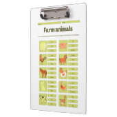 Farm Animals Identification Educational Worksheet クリップボード (左)