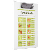 Farm Animals Identification Educational Worksheet クリップボード (右)