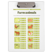 Farm Animals Identification Educational Worksheet クリップボード (正面)