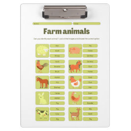 Farm Animals Identification Educational Worksheet クリップボード