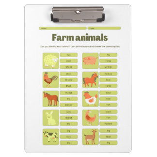 Farm Animals Identification Educational Worksheet クリップボード