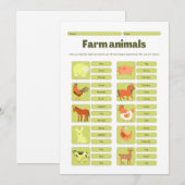 Farm Animals Identification Educational Worksheet シーズンカード (正面/裏面)