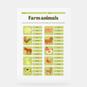Farm Animals Identification Learning Worksheet アクリルサイン (正面)