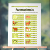 Farm Animals Identification Learning Worksheet アクリルサイン (ニュートラル)
