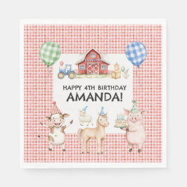 Farm Animals Kids Birthday Party Napkins スタンダードランチョンナプキン