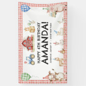 Farm Animals Kids Birthday Vinyl Outdoor Banner 横断幕 (縦)