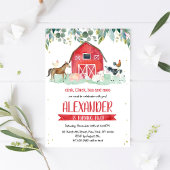 Farm Animals Oink Baa Moo Boy 1st Birthday  招待状