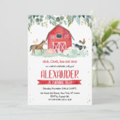 Farm Animals Oink Baa Moo Boy 1st Birthday  招待状 (スタンド正面)