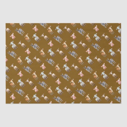 Farm Animals Pattern Brown Tissue Paper 薄葉紙 (正面)